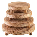 Soporte de Exhibición de Madera para Escritorio de 4 Piezas, Base de Madera para Exhibición, Soporte Redondo Mini, Antiguo de Madera, Utilizado para Decoración de Bandejas Superpuestas, Adecuado para Cocina de Hogar, 4 Tamaños