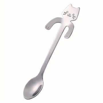 Cucharitas para café con forma de gato de acero inoxidable, 1, 2 o 3 piezas, cucharas pequeñas para té, postres y hielo, ideales para el hogar y fiestas, sin necesidad de electricidad o pilas, perfectas para graduaciones y Ramadán