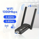 Adaptador de Red Inalámbrica USB 3.0 Dual-Band, Tarjeta WiFi para PC con Antena Integrada de Alta Ganancia de 1300Mbps – Plug & Play en Windows 10/11, ¡Activa Instantáneamente la Función WiFi y Punto Acceso Móvil!