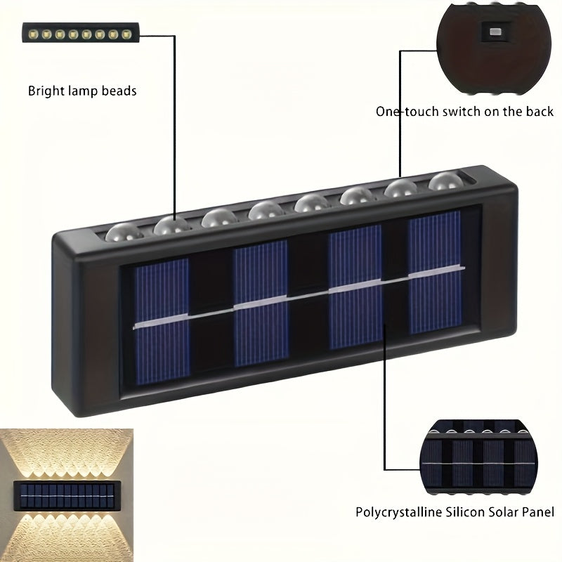 4 o 6 piezas de lámparas solares para pared - 16 luces LED solares para exteriores, fácil instalación, ideal para decoración de jardín, entrada y balcón, batería de níquel con carga solar, luz para pared exterior | lámpara de pared moderna | lámpara con