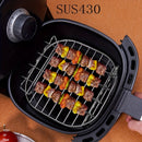 Accesorios multifuncionales para freidora de aire: rejilla de acero inoxidable de doble capa para cocinar al vapor con 1 estante y 4 brochetas para comidas perfectamente cocinadas