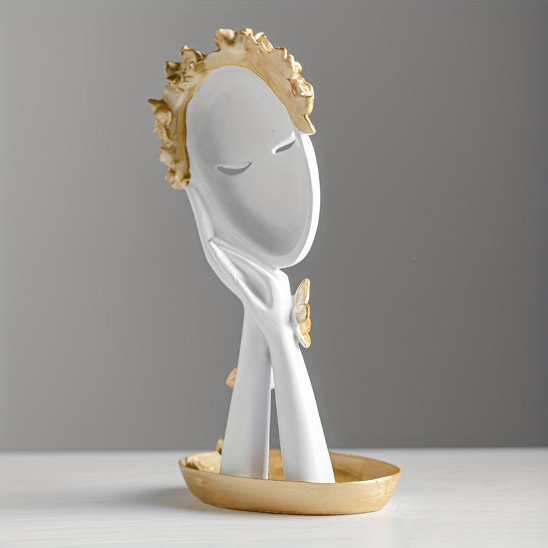 Escultura de Arte Abstracto Elegante - Acabado Dorado, Perfecta para Sala de Estar, Decoración de Oficina, Mueble de Vinos y Exhibición de Entrada