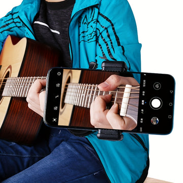 Soporte para Smartphone con Cabezal de Guitarra Giratorio 360° - Abrazadera Ajustable, Soporte para Transmisiones en Vivo y Grabación, Material PE Negro, Compatible con Escritorio y Uso con Trípode, Fotografía Móvil|Soporte Versátil para Smartphone|Mater