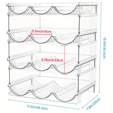 Organizador de Botellas y Vinos Apilables Transparente en Paquetes de 2/3/4 - Almacenamiento Duradero y Ahorrador de Espacio para Armarios de Cocina, Estantes, Encimeras - Sostiene Múltiples Botellas, Vasos, Tarros (Montaje Fácil)