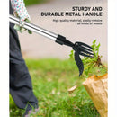 Pulidor de malezas de acero manual de 3 secciones con cabeza de cuatro garras y mango largo - Diseño de poste ergonómico para la fácil eliminación vertical de malezas, no se requiere doblarse o arrodillarse, herramienta de jardín duradera de metal para e