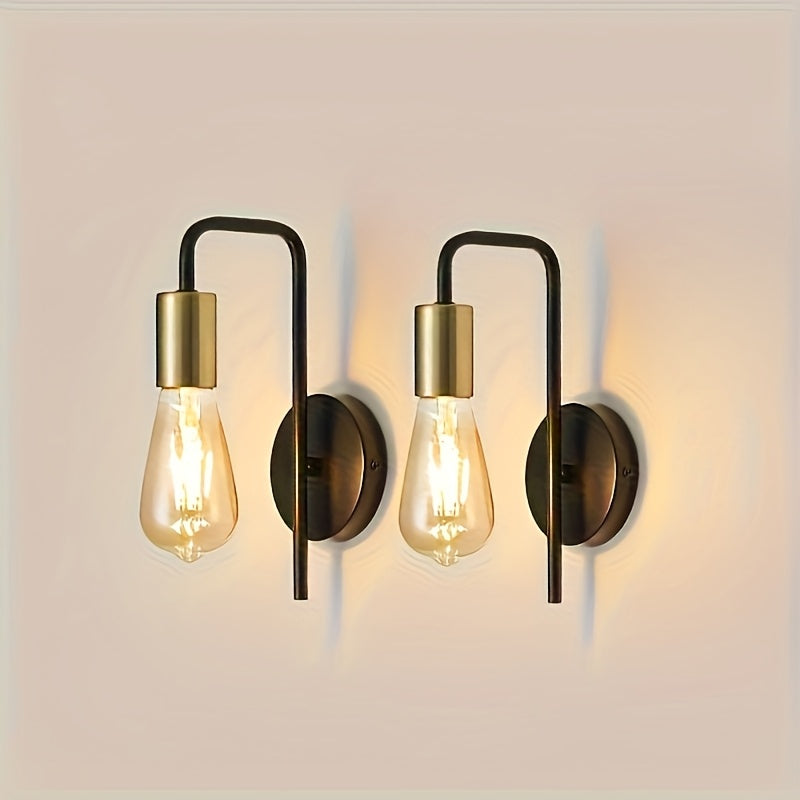 2 piezas de luz de pared semi-incluida de hierro forjado retro, estilo industrial, candelabro de satélite, luz de techo clásica para el hogar, base de bombilla E26/E27, iluminación multifuncional elegante de doble cabeza para dormitorio, estudio, cocina,