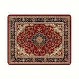 1 Pieza, Alfombra De Suelo Antideslizante De Franela Suave Con Patrón Vintage Rojo Para Cocina Y Baño