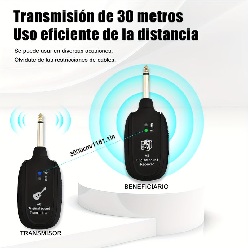 Sistema inalámbrico para guitarra/bajo: transmisor y receptor para guitarra eléctrica, pastillas acústicas e instrumentos de viento, y pastillas para bajo eléctrico | Transmisión de audio Hi-Fi para múltiples dispositivos