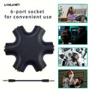 Cable Repartidor de Audio LANLESS de 3.5mm - Comparte Música con 5 Auriculares, ABS Duradero, Disponible en Blanco/Azul/Negro, Ideal para Smartphones y Más