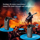 Sistema de guitarra inalámbrico de 2,4 GHz, receptor de audio recargable de 8 canales con carga USB-C, baja latencia para guitarra eléctrica, bajo y más, incluye amplificador, micrófono y accesorios para bajo y guitarra.