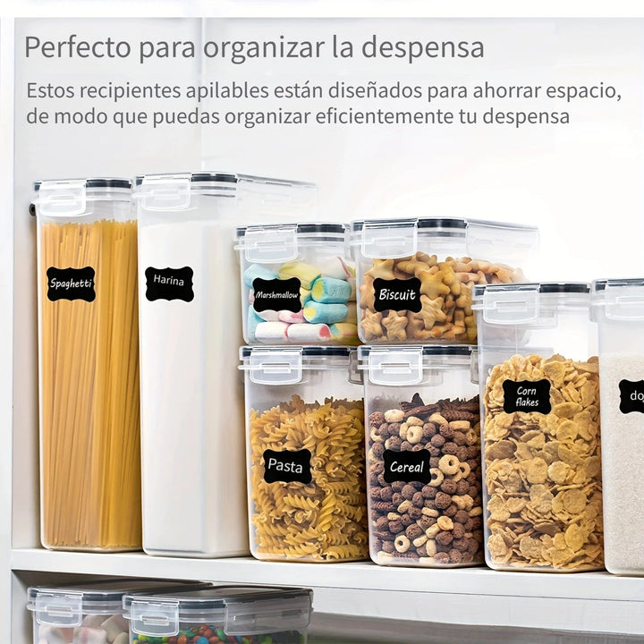 [6/12 recipientes herméticos] Juego de 6/12 recipientes herméticos para alimentos con tapa, libres de BPA, organizadores de despensa y almacenamiento de comida seca, aptos para lavavajillas, incluye etiquetas y marcador