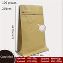 100 piezas Bolsa de Café Kraft con Válvula Unidireccional y Sellado Automático para Granos de Café, Frutos Secos y Semillas, Hojas de Té
