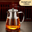 Juego de té de vidrio de borosilicato de alta calidad, capacidad de 15.2/43.9 onzas - tetera transparente resistente al calor con cesta de filtro de té, adecuada para uso doméstico, apta para todas las estaciones, perfecta para preparar té, jugos y bebid