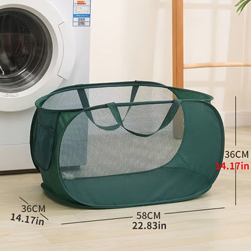 Cesto de ropa sucia extra grande con malla y asas, plegable, bolsa de almacenamiento versátil para múltiples habitaciones