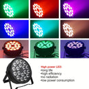 Luz LED Profesional de Escenario, 18x12W 4-en-1 RGBW Luz LED Profesional de Escenario con Control DMX, Diseño Flat Par, Soportes y Enchufe de Energía para DJs, Bodas y Fiestas