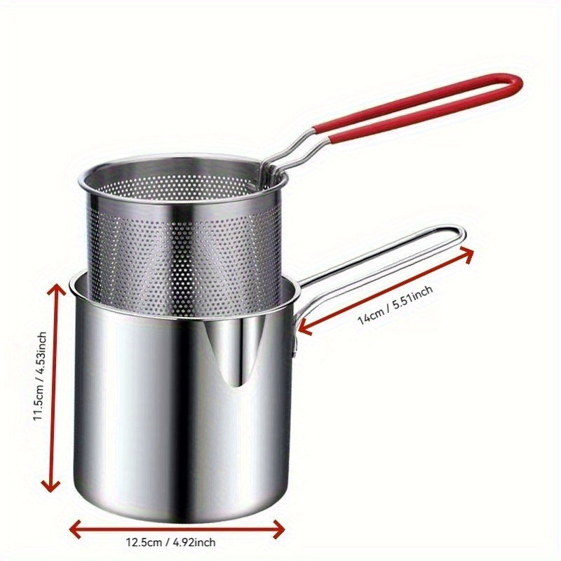 Freidora Compacta de Acero Inoxidable - Construcción Resistente, Fácil Limpieza sin Aceite con Rejilla Integrada, Sin Necesidad de Electricidad, Portátil para Hogar, Restaurantes y Fiestas - Ideal para Papas Fritas, Pollo, Pescado - Electrodoméstico de C