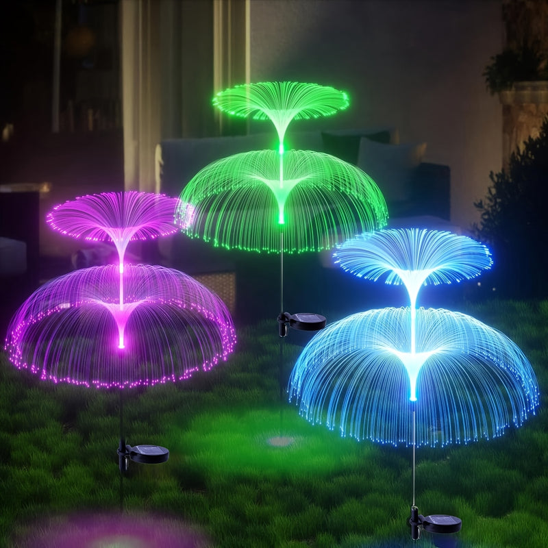 1/2/3/4-Pack Luces Solares de Medusa para Senderos - Luces Solares Automáticas con Ciclo, Decoración Exterior/Interior para Patio, Césped, Pasillo o Piscina - Iluminación Energeticamente Eficiente y Fácil Instalación (Disponibles en 1, 2, 3 o 4 Paquetes)