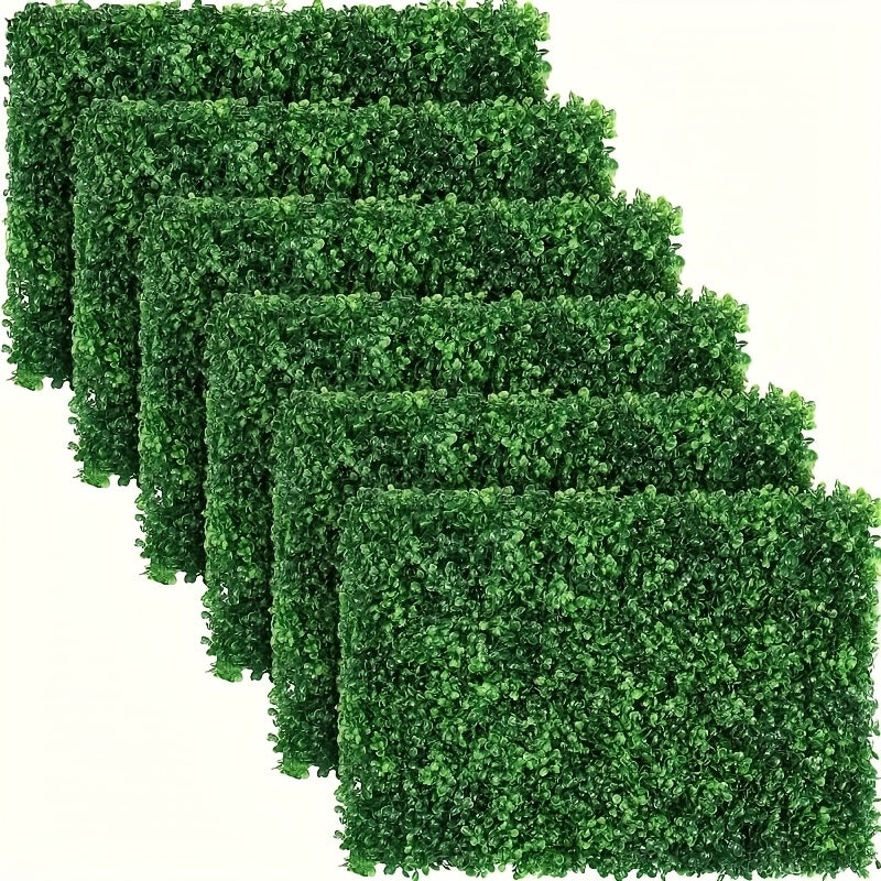 6-Pack Paneles de Césped Artificial Evergreen - Valla de Privacidad Resistente y Fondo para Bodas, Pantallas Verdes Extra Grandes 15.75x23.62 Pulgadas (40x60 cm), Sin Necesidad de Cableado, Instalación Fácil con Tiras Adhesivas, Paneles Plásticos Imperme