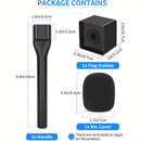 Manillar Profesional para Micrófono con Lavalier, Compatible con RODE Wireless GO/GO Transmisor & DJI Mic - Construcción Robusta, Compatible con RODE ME/Pro y DJI Microphone 1/2, Incluye Pantalla Antiviento de Espuma y Bandera para Podcasting, Streaming,