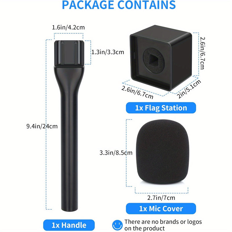Manillar Profesional para Micrófono con Lavalier, Compatible con RODE Wireless GO/GO Transmisor & DJI Mic - Construcción Robusta, Compatible con RODE ME/Pro y DJI Microphone 1/2, Incluye Pantalla Antiviento de Espuma y Bandera para Podcasting, Streaming,