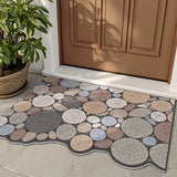 Alfombra de Puerta 1pc, Alfombra de Entrada para Interior y Exterior, Estampado con Patrón de Madera en Piedras, Tapetes Antideslizantes de Bajo Perfil para la Entrada, Decoración del Hogar para Primavera y Otoño