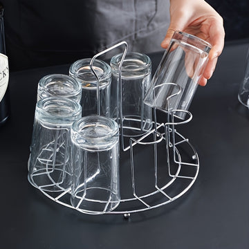 Porta Vasos de Metal con Bandeja de Drenaje - Diseño Portátil Multicompartimento para Tazas, Organizador de Cocina y Restaurante, Construcción Resistente