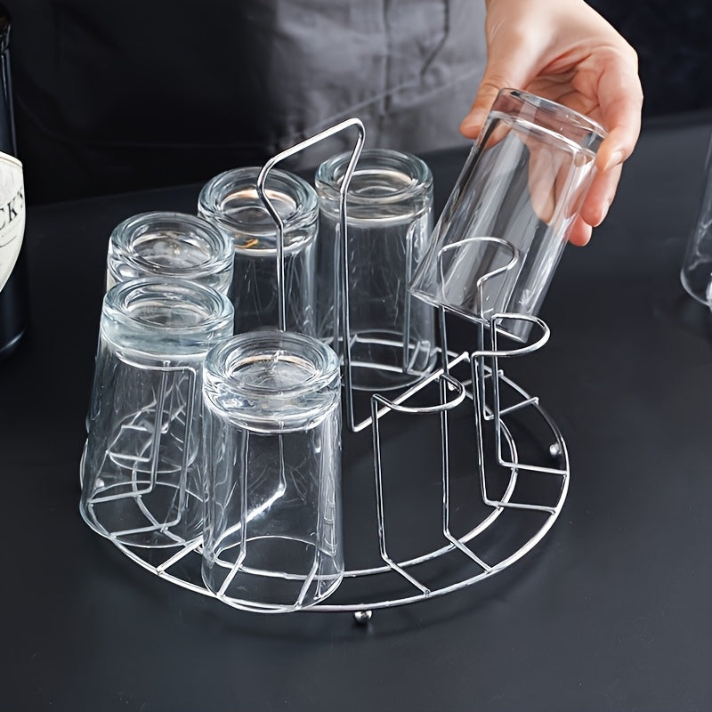 Porta Vasos de Metal con Bandeja de Drenaje - Diseño Portátil Multicompartimento para Tazas, Organizador de Cocina y Restaurante, Construcción Resistente