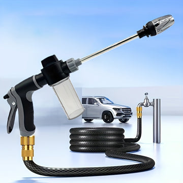 1 unidad de pistola de lavado a presión ProClean para autos, con varilla ajustable y reforzada, adaptadores rápidos de 3/4" y 1/2", boquilla multifuncional para manguera de jardín, limpieza de autos y mascotas, plástico duradero, solo lavado a mano, acce