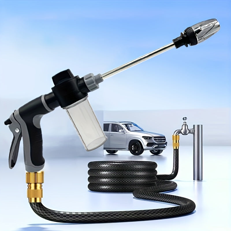 1 unidad de pistola de lavado a presión ProClean para autos, con varilla ajustable y reforzada, adaptadores rápidos de 3/4" y 1/2", boquilla multifuncional para manguera de jardín, limpieza de autos y mascotas, plástico duradero, solo lavado a mano, acce