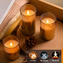 Conjunto de 3 Velas LED Elegantes Grises con Control Remoto - Quemadores de Cera Sin Llama Parpadeante para Bodas, Cumpleaños y Decoración de Navidad