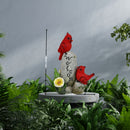 Estatua de pájaro rojo alimentada por energía solar - Decoración de jardín al aire libre con letrero "BIENVENIDO", adorno de césped iluminado, ideal para regalos de Día de la Madre y Día del Padre, escultura de resina eficiente en energía, acento festivo