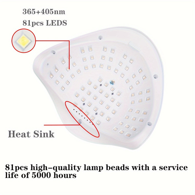 Lámpara de uñas LED 2024, máquina de secado de uñas con 81 cuentas LED y temporizador de 4 niveles, sensor automático, herramienta de arte de manicura para uso doméstico en salones de uñas para principiantes, enchufe estándar de EE. UU.