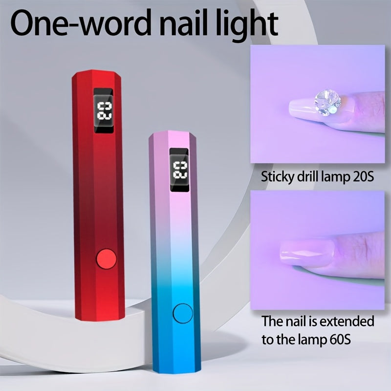 Secador de Uñas LED Portátil - Curado Rápido, Recargable, Pantalla Digital, Accesorio para Taladro Pegajoso, Diseño Ergonómico para Hogar y Salón, Carga USB, Opciones en Blanco y Dorado