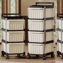 Carrito rodante delgado de 4 niveles con cajones - Organizador móvil de uso múltiple de color crema con ruedas de 360° para cocina, baño, dormitorio | Carrito estrecho de capas múltiples para snacks, maquillaje, hogar, organizador de baño | Unidad de est