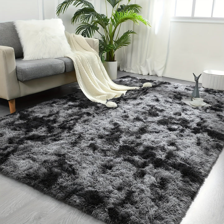 1 Pieza, Alfombra Moderna De Pelo Largo En Gris Oscuro, Suave Y Cómoda, Hecha De Poliéster, Fácil De Cuidar Y Limpiar En Seco, Ideal Para Dormitorio, Sala De Estar Y Estudio, Disponible En Varios Tamaños