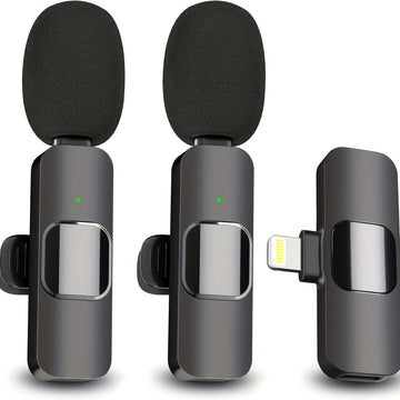 Microfono sin varillas Lavalier Profesional, Compatible con iPhone iPad Cargador Tipo-C - 2 Piezas Plug-and-Play para Grabación y Entrevistas, Reducción de Ruido Automática, Mini Micrófono Clip-On con Estuche de Carga, Compatibilidad con Laptop