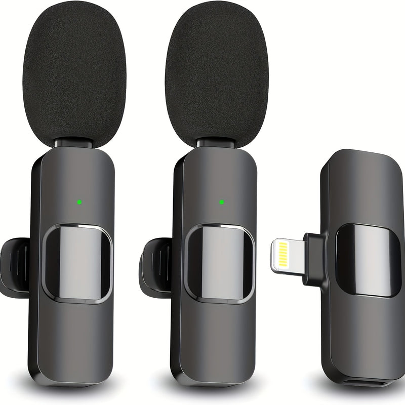 Microfono sin varillas Lavalier Profesional, Compatible con iPhone iPad Cargador Tipo-C - 2 Piezas Plug-and-Play para Grabación y Entrevistas, Reducción de Ruido Automática, Mini Micrófono Clip-On con Estuche de Carga, Compatibilidad con Laptop