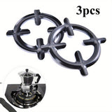 3 piezas Soporte de estufa de gas, rejilla de quemador para sartenes, estantería de estufa de hierro fundido, soporte dedicado para cafeteras y cafeteras Moka.
