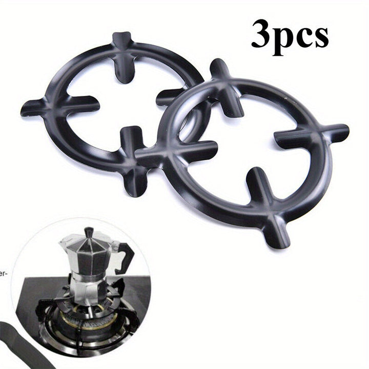 3 piezas Soporte de estufa de gas, rejilla de quemador para sartenes, estantería de estufa de hierro fundido, soporte dedicado para cafeteras y cafeteras Moka.