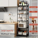 Carro de almacenamiento metálico ajustable de 6 niveles con ruedas y ganchos - Organizador multifuncional para cocina, dormitorio, baño y habitación de lavandería - Diseño que ahorra espacio para almacenar botellas de especias, utensilios, etc. | Estilo