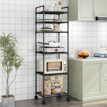 Carrito de almacenamiento metálico multinivel con ruedas, diseño reforzado y resistente para organizar cocina, sala, balcón y baño