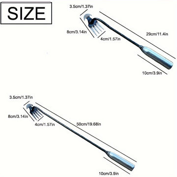 Arrancador de Malezas de Acero de Manganeso Premium - Doble Propósito, Diseño de 4 Dientes para Desbrozar y Jardinería Fácil, Mango Largo Ergonómico, Opciones de 30.0cm / 50.01cm