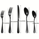Juego de cubiertos de acero inoxidable estilo occidental, 40 piezas, para 8 personas, color negro, incluye cuchillo, tenedor, cuchara, tenedor de postre y cuchara de postre, ideal para restaurantes familiares, hoteles y banquetes de bodas, seguro para la