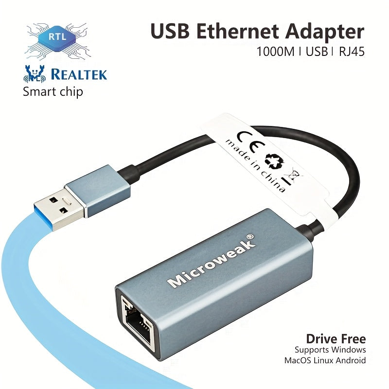 Adaptador de Ethernet USB-C Microweak 1000Mbps con puerto RJ45, compatible con MacBook Pro, iPad Pro, Dell XPS y más