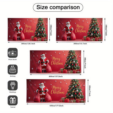 Lámpara de puerta 2D, 1 pieza, con diseño navideño con Papá Noel y árbol de Navidad - Poliéster duradero, no necesita energía eléctrica, ideal para decoración navideña, regreso a la escuela, fiestas hawaianas y de Halloween, decoración de jardines y habi