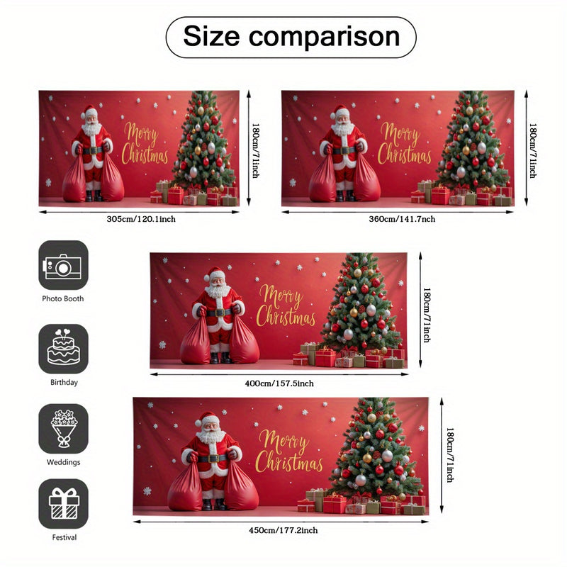 Lámpara de puerta 2D, 1 pieza, con diseño navideño con Papá Noel y árbol de Navidad - Poliéster duradero, no necesita energía eléctrica, ideal para decoración navideña, regreso a la escuela, fiestas hawaianas y de Halloween, decoración de jardines y habi