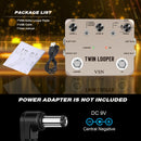 VSN TWIN LOOPER Pedal de efectos de guitarra, True Bypass, señal analógica de alta calidad, alimentado por USB, con bucle de 10 minutos, sobrescritura infinita y deshacer, controles de velocidad y reversa, función de bucle dual, interfaz de botón y peril
