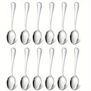 Juego de Cucharas para Cena de Acero Inoxidable de 12 Piezas, Juego de Cucharas para Sopa y Cenas de 17.02cm, Juego de Cucharas Grandes, Vajilla Moderna para Cocina/Hogar/Restaurante, Mango Redondo y Borde Suave, Apto para Lavavajillas
