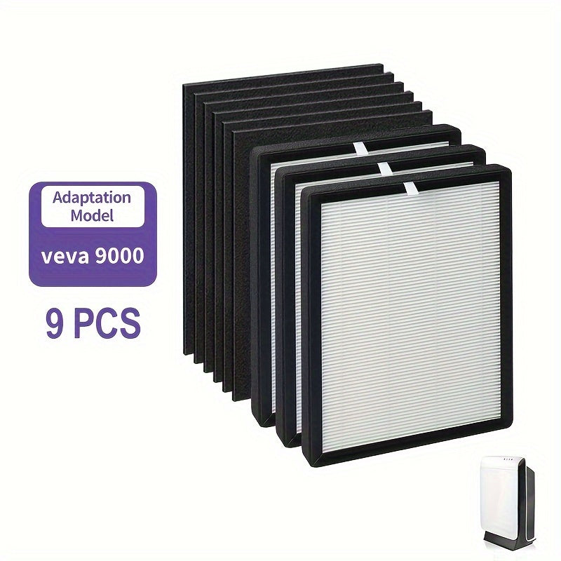 Filtro de Repuesto Premium HEPA VEVA 9000, 3 piezas con 6 Prefiltros de Carbón, Compatible con el Purificador de Aire VEVA ProHEPA 9000, Incluye