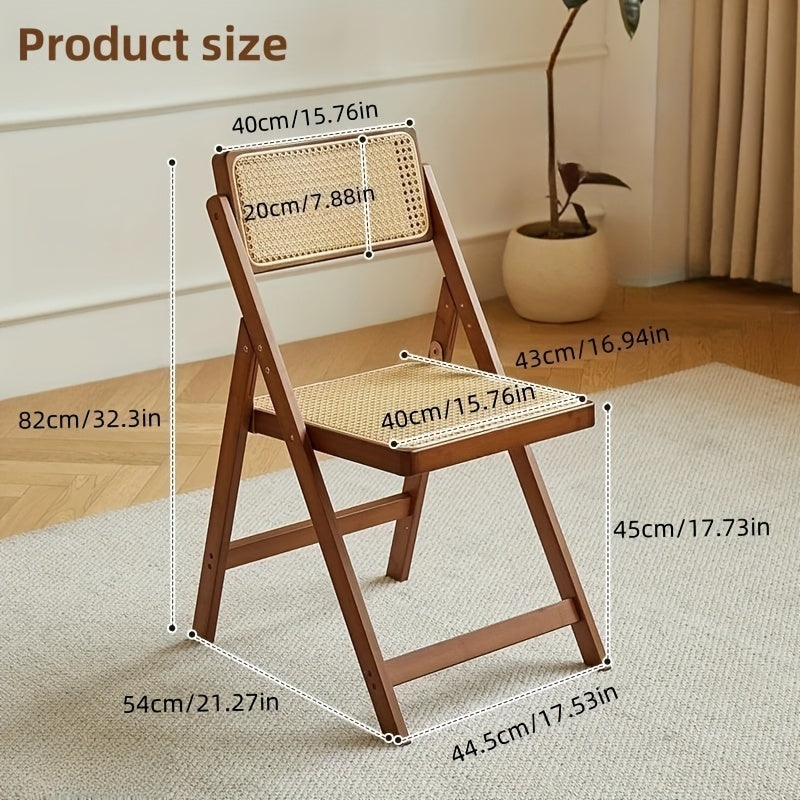 1 pieza, silla plegable de alta calidad para sala de estar y comedor con respaldo, ligera y portátil, cómoda y duradera, diseño que ahorra espacio, estructura de bambú sólido - estable y duradera (puede soportar 149,69 kg) Fácil de limpiar - Muy adecuada